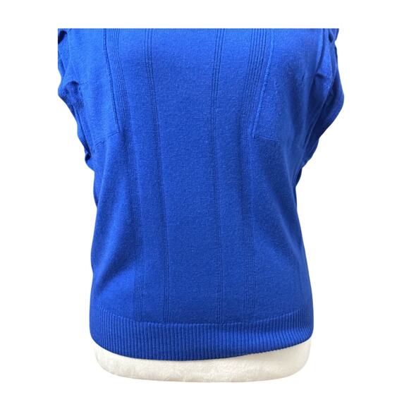 Attention Ruffled Cap Sleeve Sweater Square Neck Lightweight Blue Women's Large - Picture 6 of 8